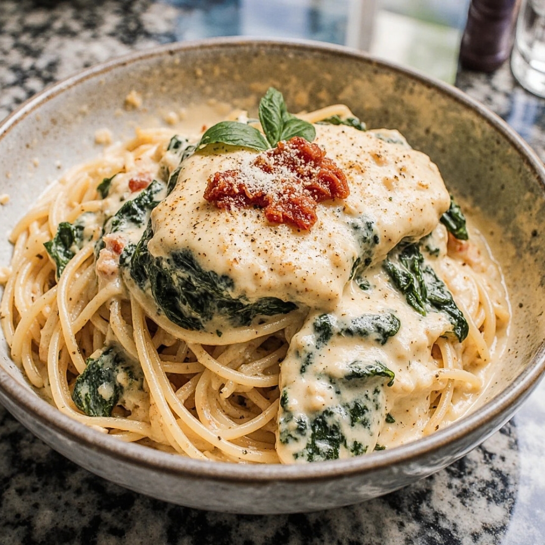 Spaghetti mit Spinat-Frischkäse-Sauce in nur 20 Minuten 3 Spaghetti mit Spinat-Frischkäse-Sauce in nur 20 Minuten