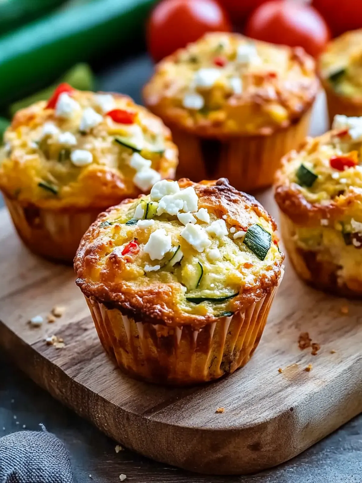 Herzhafte Muffins mit Feta, Zucchini und Paprika schnell gemacht 2 Herzhafte Muffins mit Feta, Zucchini und Paprika