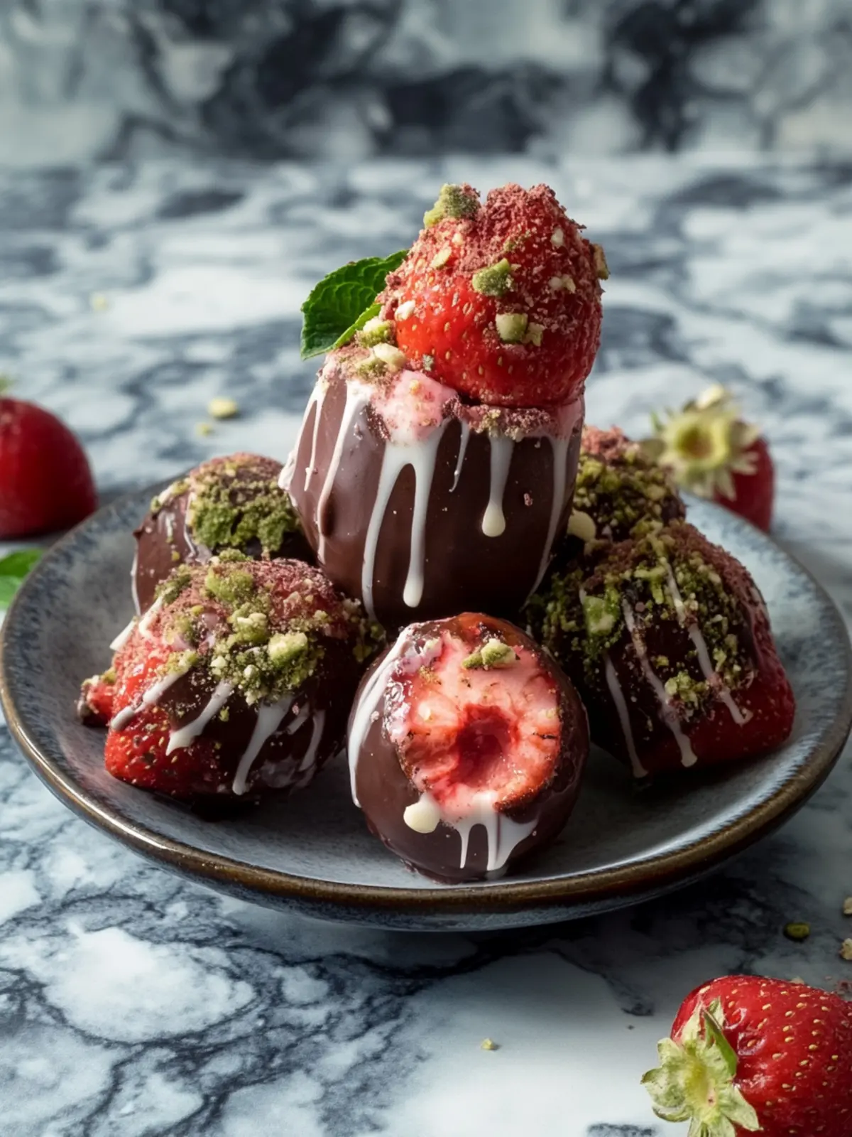 Dubai Schokoladen-Erdbeeren mit cremigem Pistazien-Genuss 2 Dubai Schokoladen-Erdbeeren