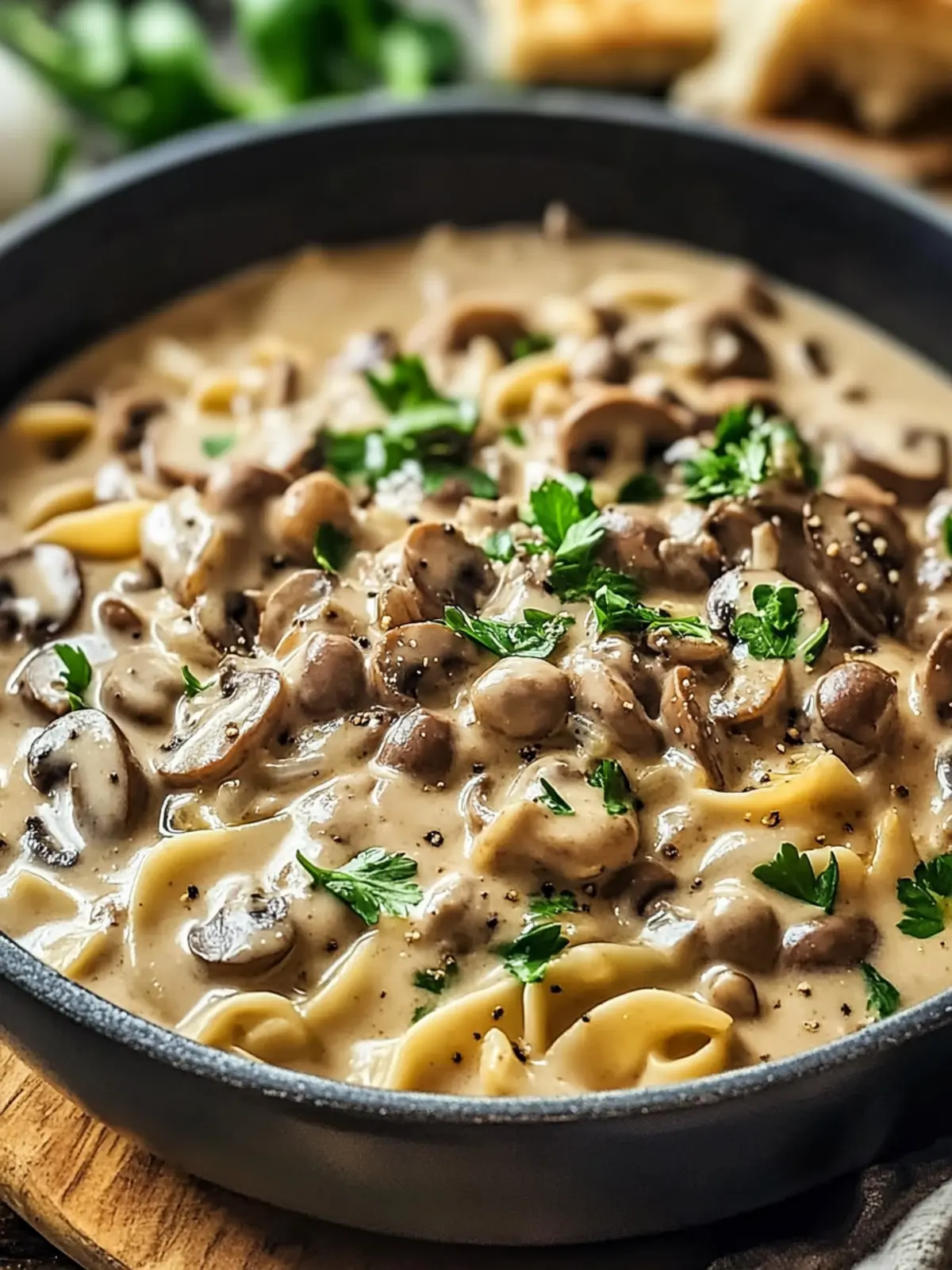 Perfektes Linsen-Pilz-Stroganoff: Schnelles, cremiges Comfort-Essen 3 Linsen-Pilz-Stroganoff