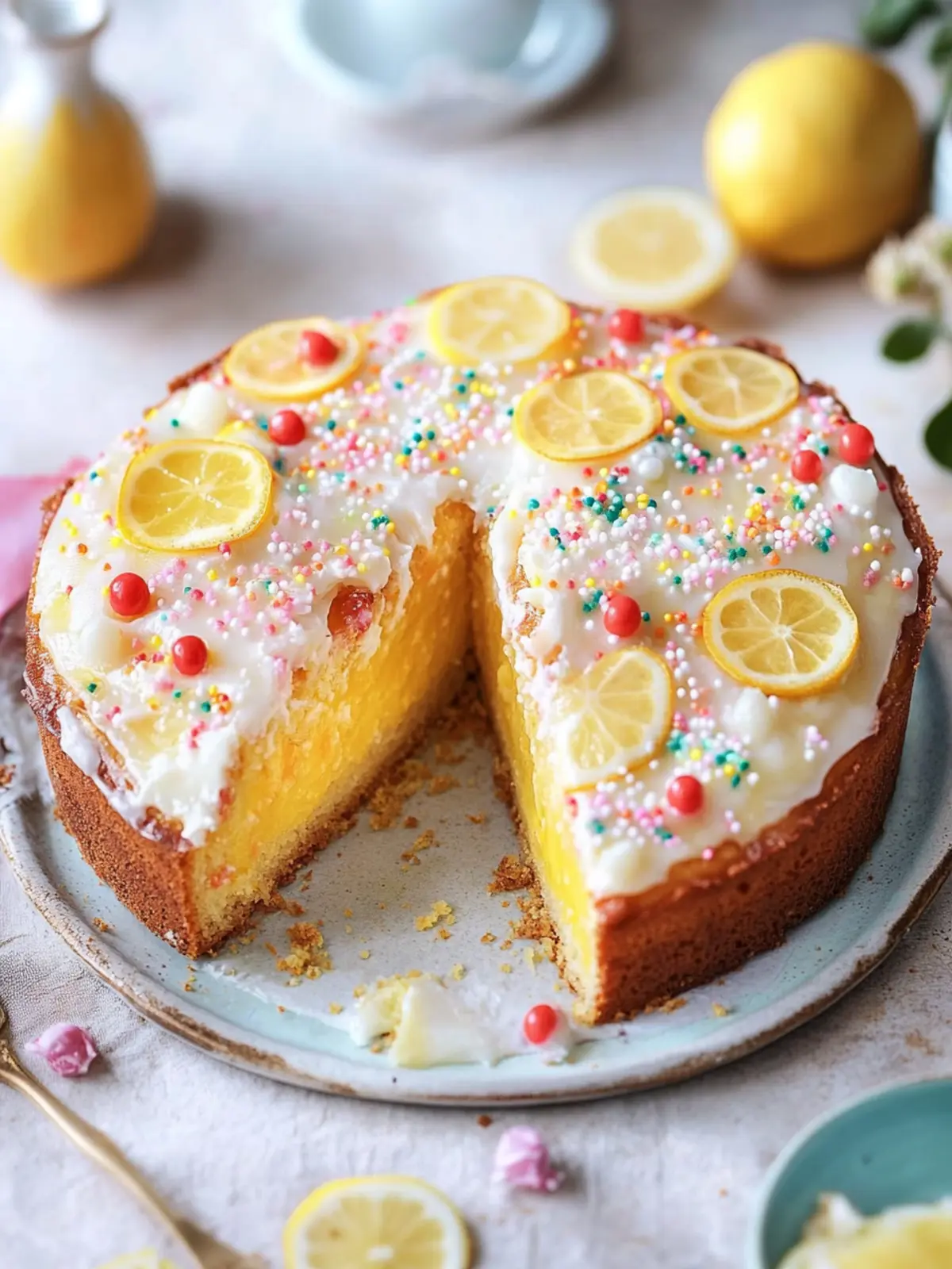 Saftiger Konfetti-Zitronenkuchen für fröhliche Feiern 4 Saftiger Konfetti-Zitronenkuchen