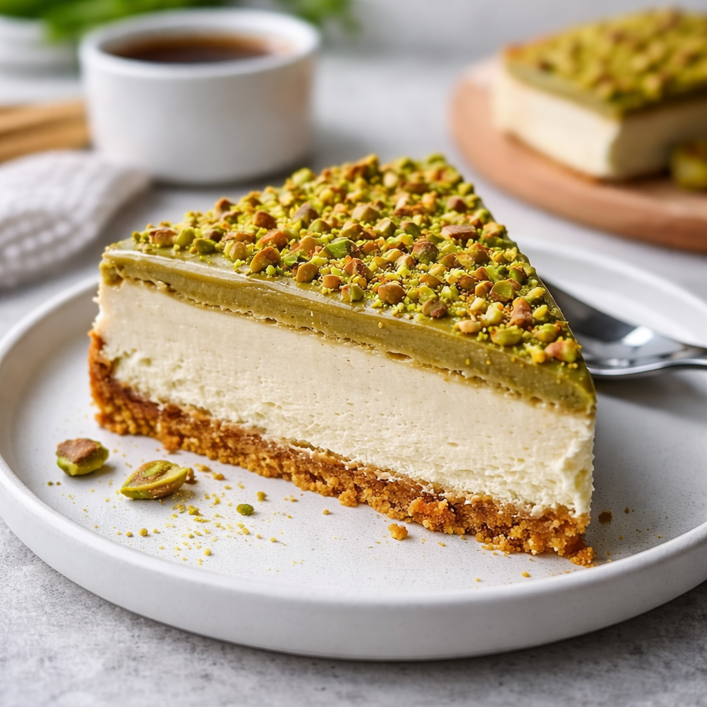 Pistazien-Käsekuchen mit Pistazien-Topping – Ein cremiger Genuss 3 Pistazien-Käsekuchen mit Pistazien-Topping – Ein cremiger Genuss