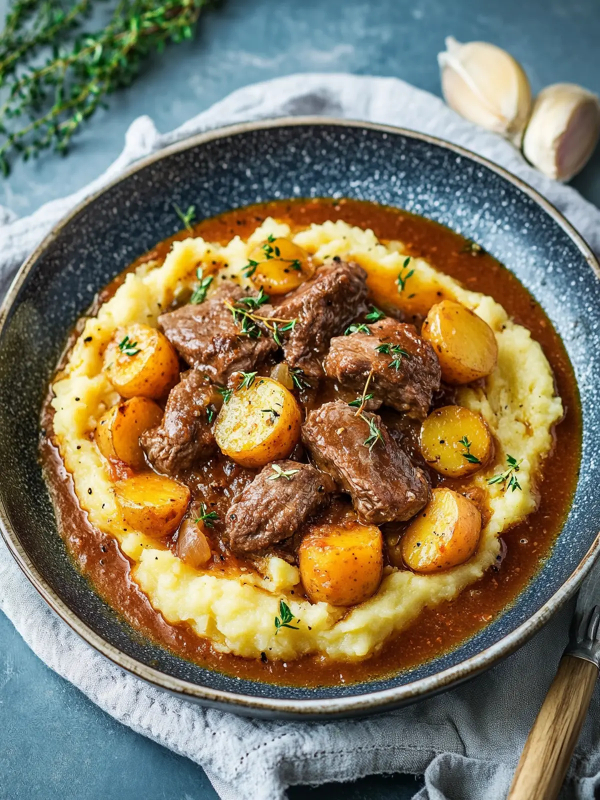 Einfacher Rinderschmortopf mit Kartoffelpüree: Herzlicher Genuss 3 einfacher Rinderschmortopf mit Kartoffelpüree