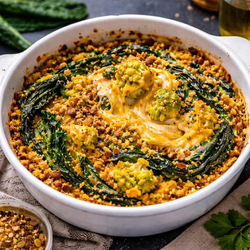 Käse Romanesco & Grünkohl Auflauf mit Miso: Gesund & Festlich 3 Käse Romanesco & Grünkohl Auflauf mit Miso: Gesund & Festlich