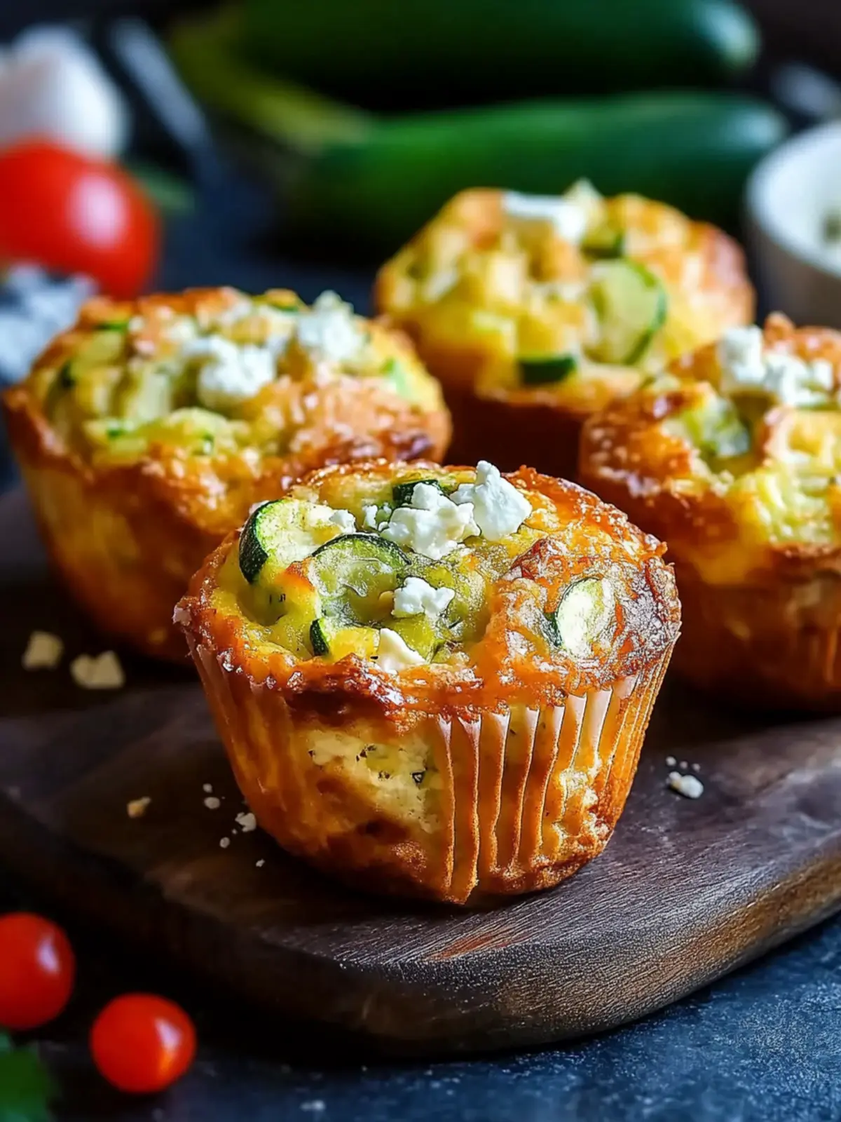 Herzhafte Muffins mit Feta, Zucchini und Paprika schnell gemacht 3 Herzhafte Muffins mit Feta, Zucchini und Paprika