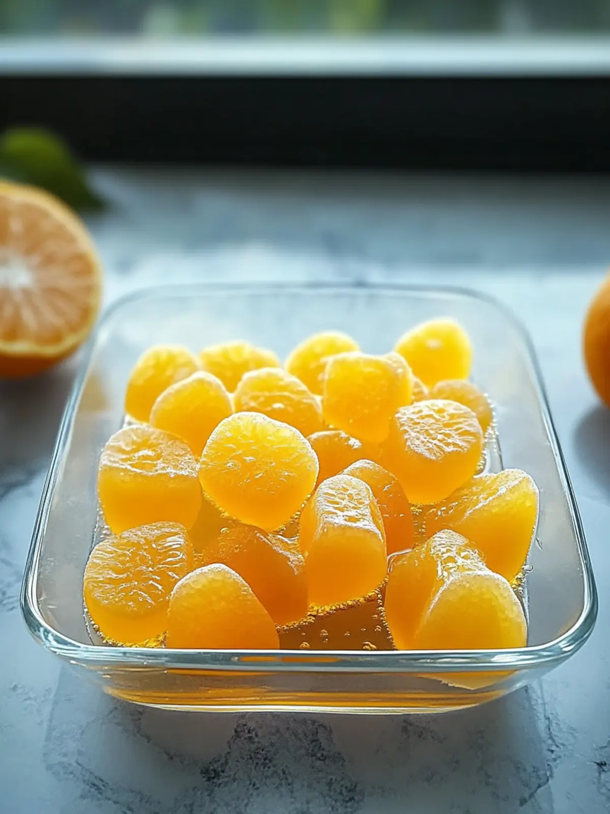 Erfrischende Orangensaft-Gummis: Gesund und einfach selbstgemacht 4 Orangensaft-Gummis