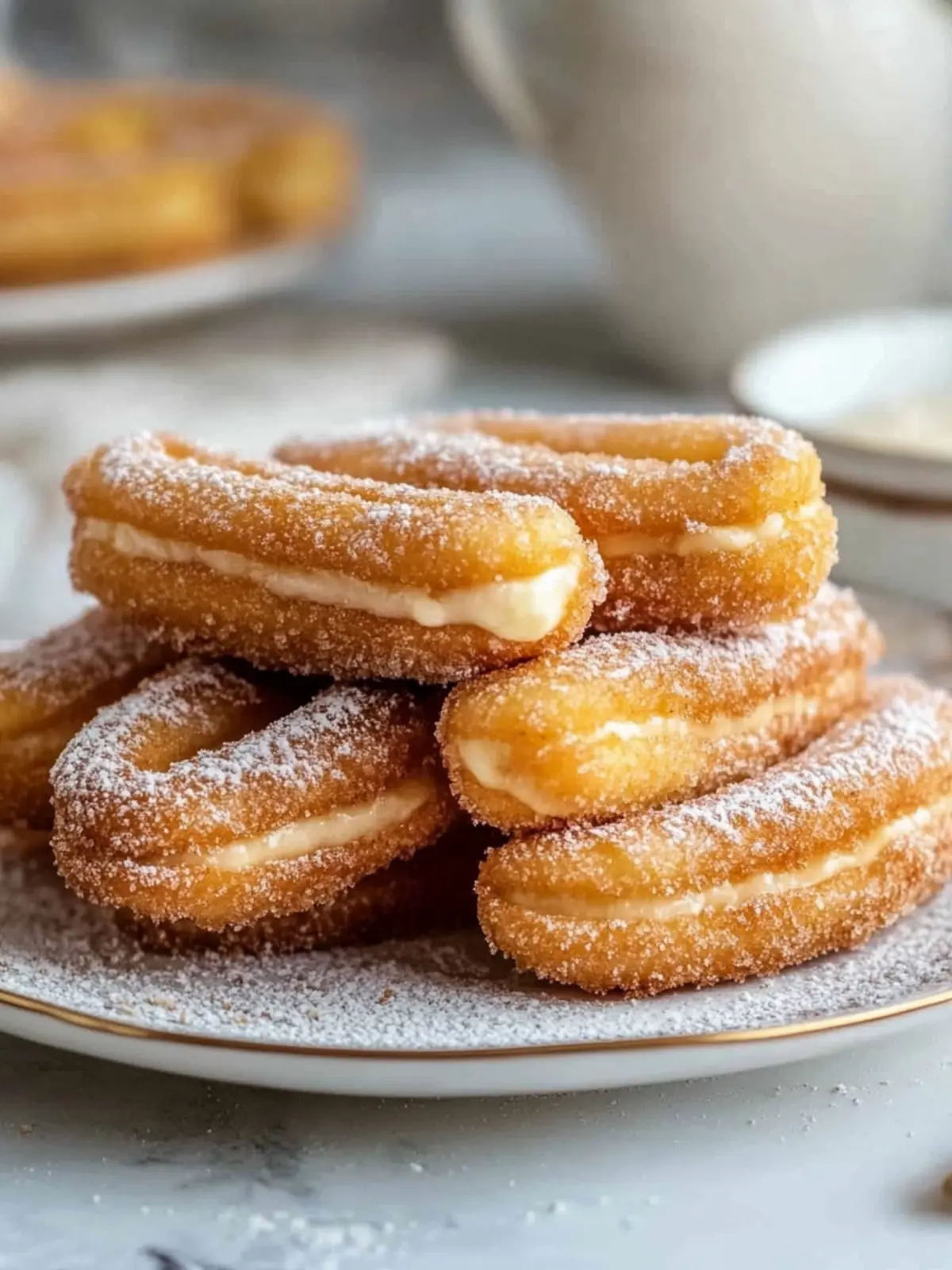 Käsekuchen-gefüllte Churro-Kekse – Genuss in jedem Biss! 4 Käsekuchen-gefüllte Churro-Kekse