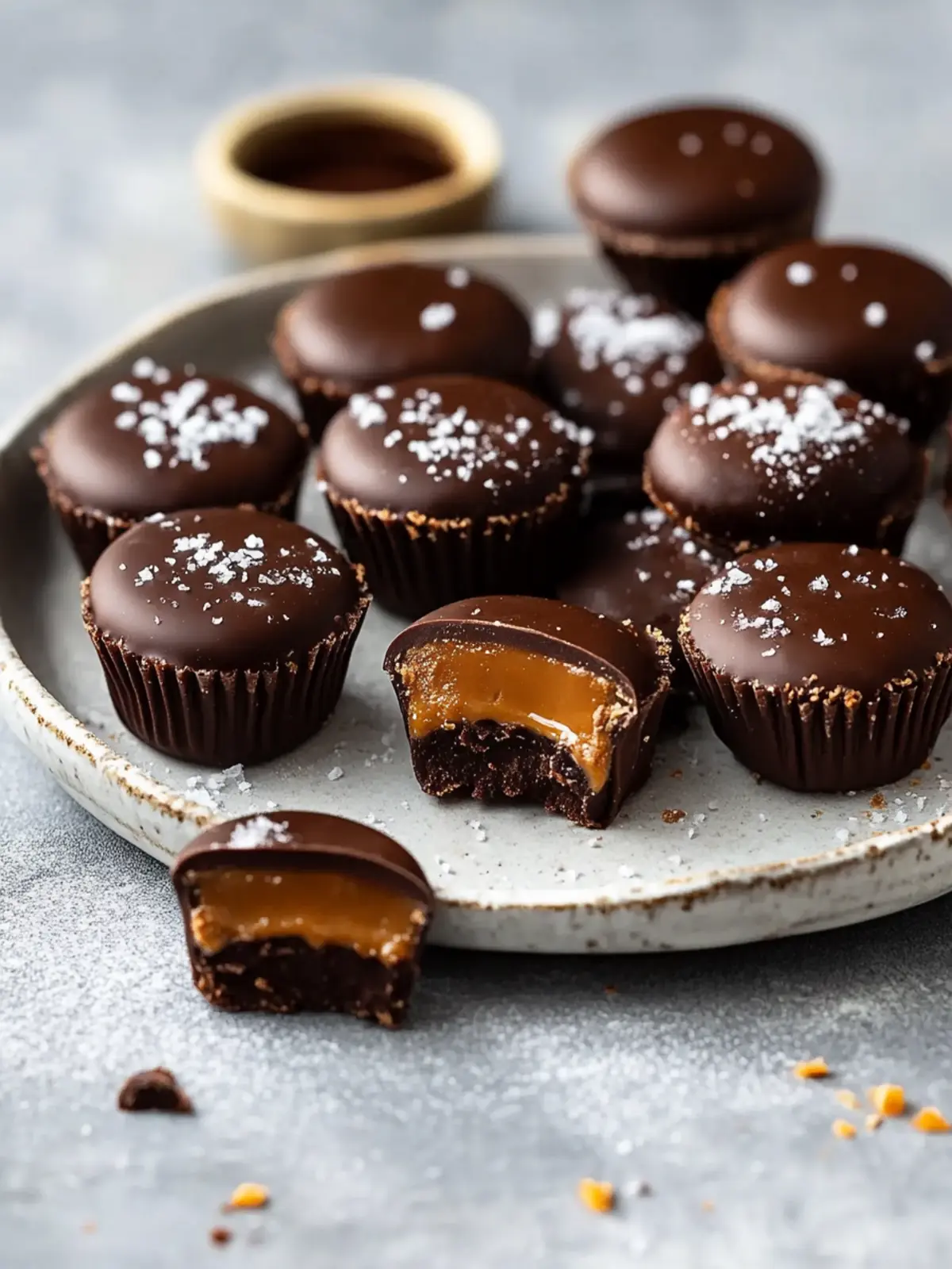 Mini Schokoladen-Karamell-Törtchen für unvergessliche Momente 3 Mini Schokoladen-Karamell-Törtchen