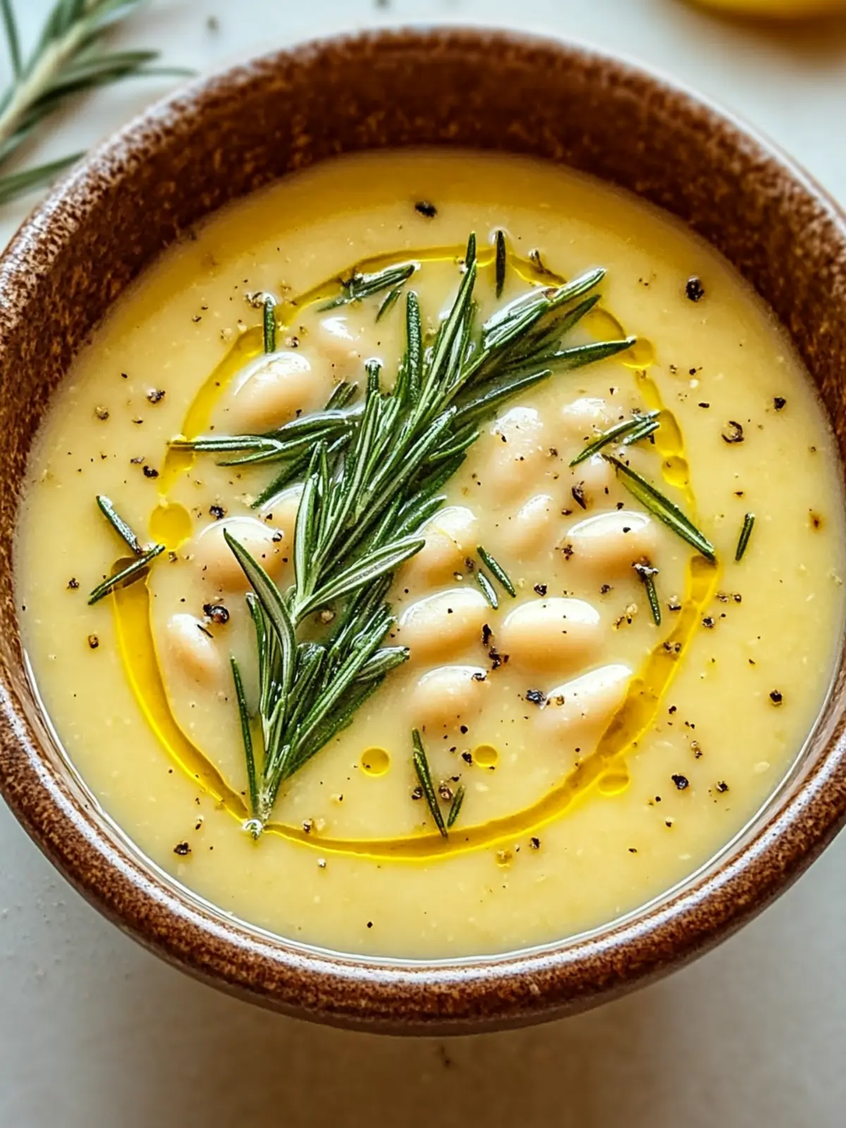 Leichte Zitronen-Rosmarin-Weißbohnensuppe für Seelenwärmer 2 Light Lemon Rosemary White Bean Soup