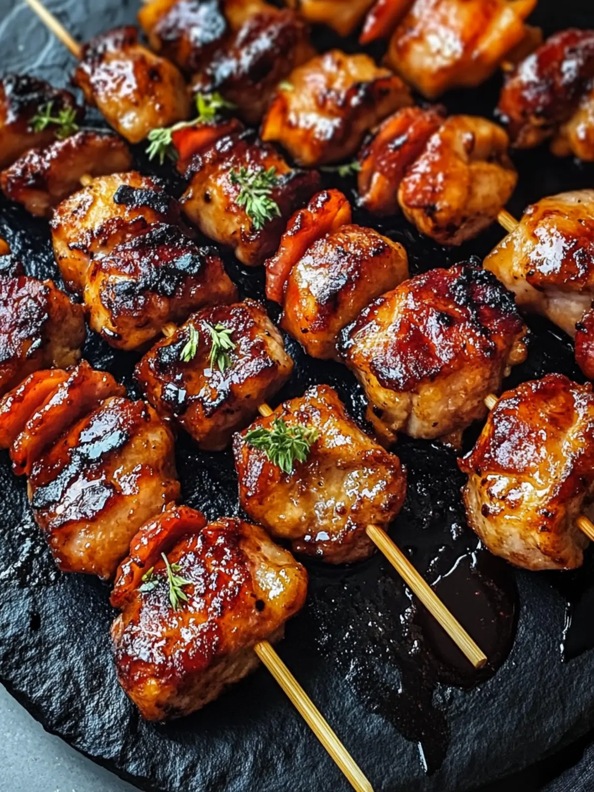 Gegrillte Honig-BBQ-Bacon-Hühnchen-Spieße für jeden Anlass 2 Gegrillte Honig-BBQ-Bacon-Hühnchen-Spieße