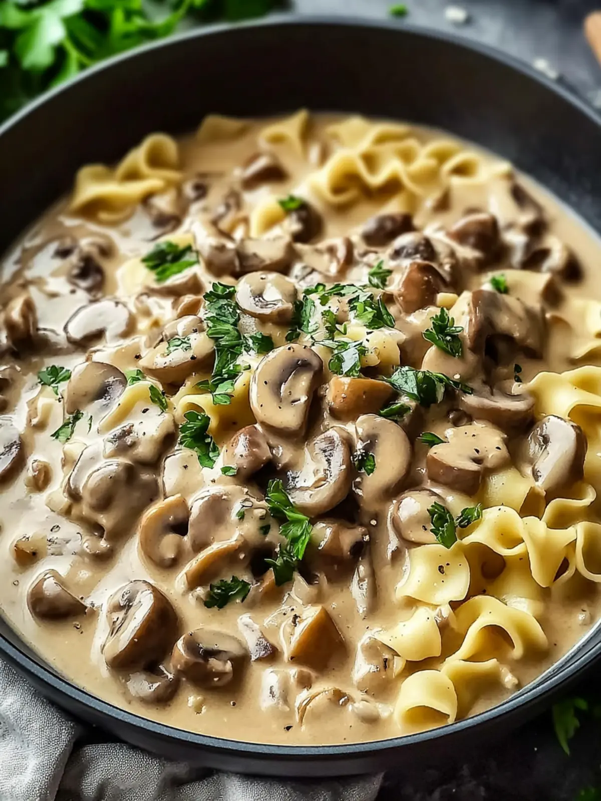 Perfektes Linsen-Pilz-Stroganoff: Schnelles, cremiges Comfort-Essen 2 Linsen-Pilz-Stroganoff