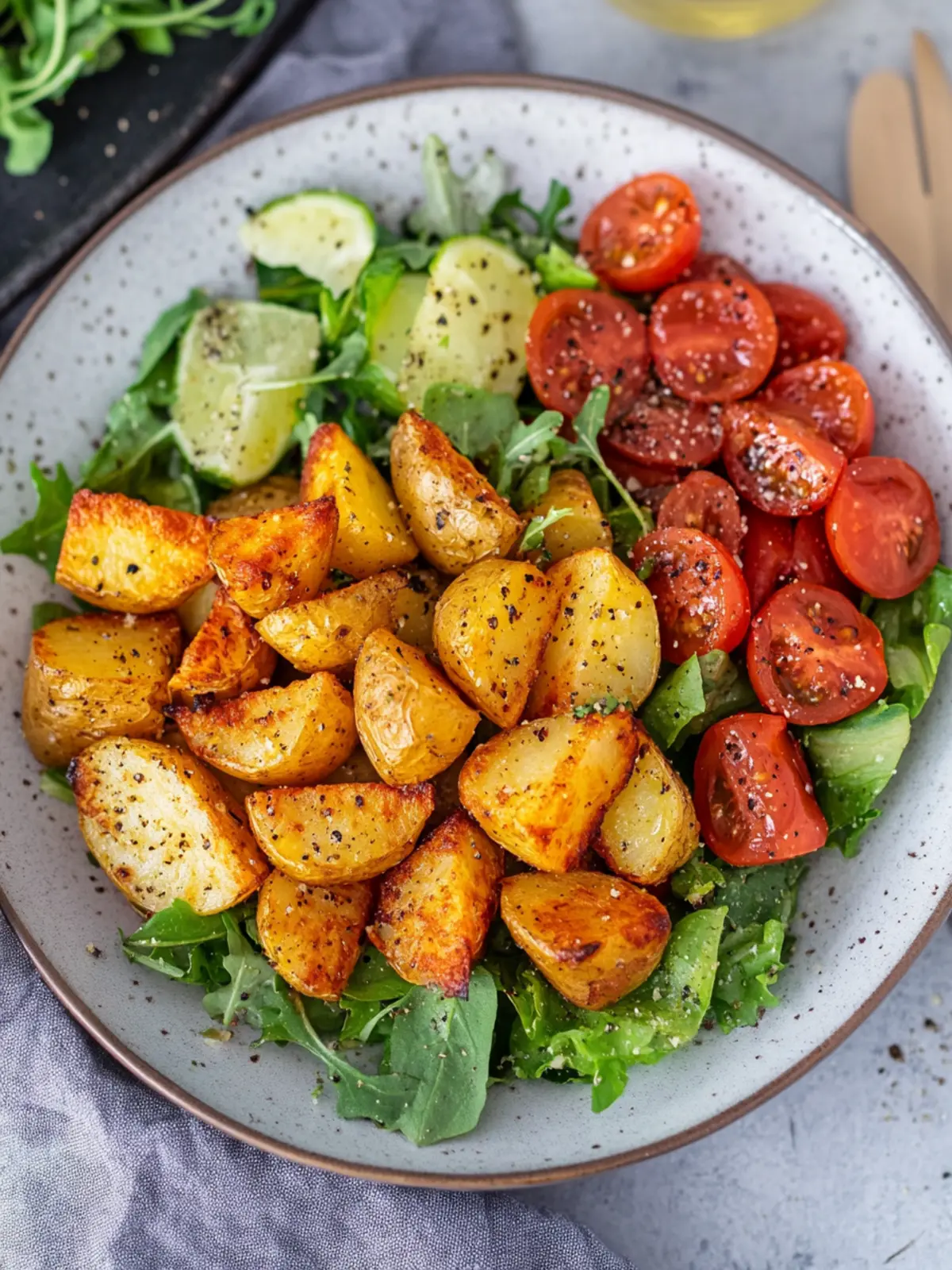 Crispy Ofenkartoffeln mit Salat: Gesund & Schnell Genießen 3 Crispy oven potatoes with salad