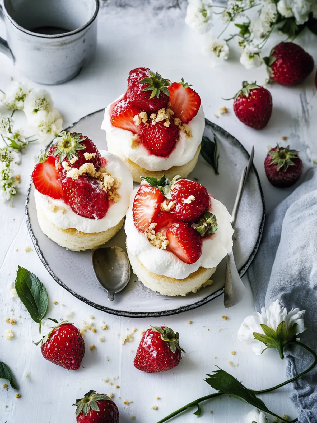 Saftige Streuseltaler mit Erdbeer-Sahne für Genussmomente 2 Streuseltaler mit Erdbeer-Sahne