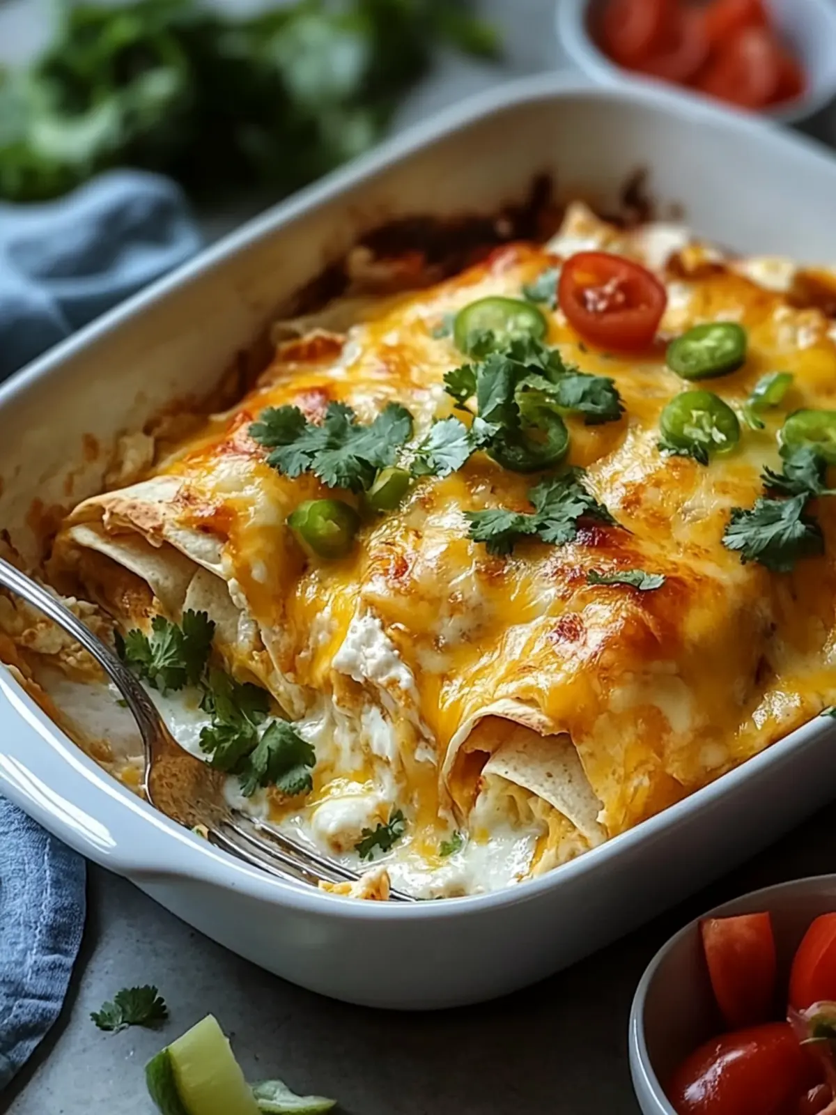 Unwiderstehlicher Weißer Hühnchen-Enchilada-Auflauf für Familie 5 Weißes Hühnchen-Enchilada-Auflauf