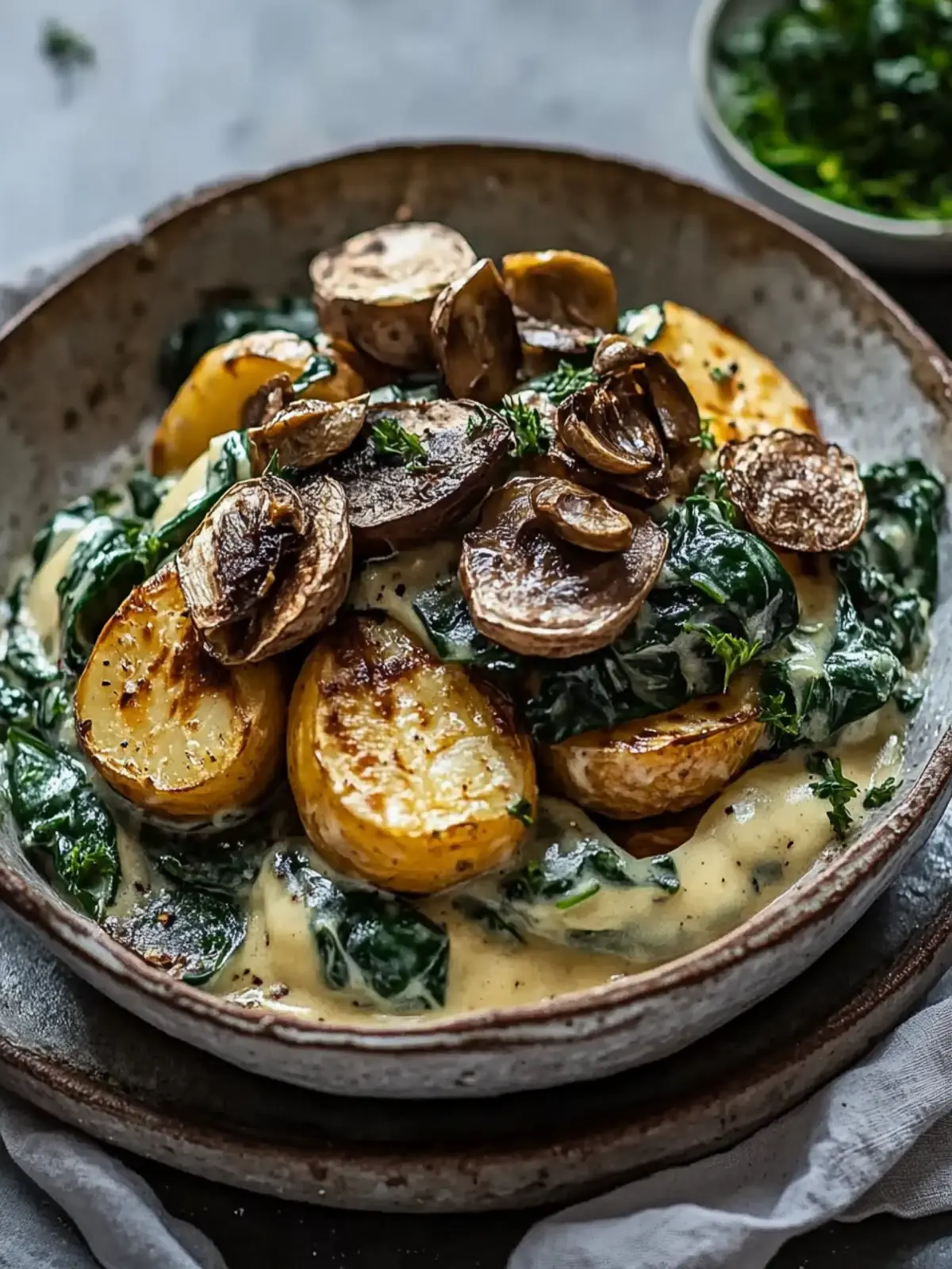 Ofenkartoffeln mit Pilz-Spinat-Füllung für die Seele 3 Ofenkartoffeln mit Pilz-Spinat-Füllung