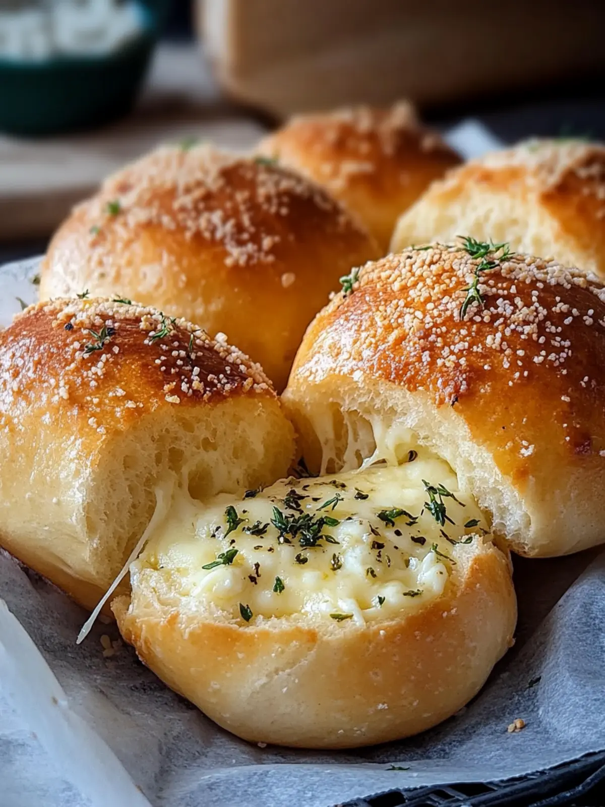 Megalecker Knoblauchbrötchen gefüllt mit Mozzarella Käse Rezept für Genuss ohne Ende 2 Megalecker Knoblauchbrötchen gefüllt mit Mozzarella Käse Rezept