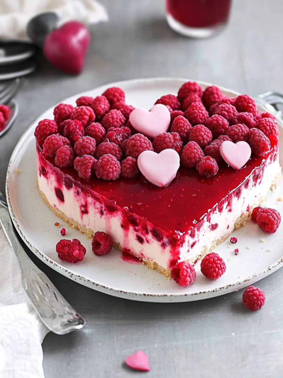 No-Bake Himbeer Cheesecake Herz