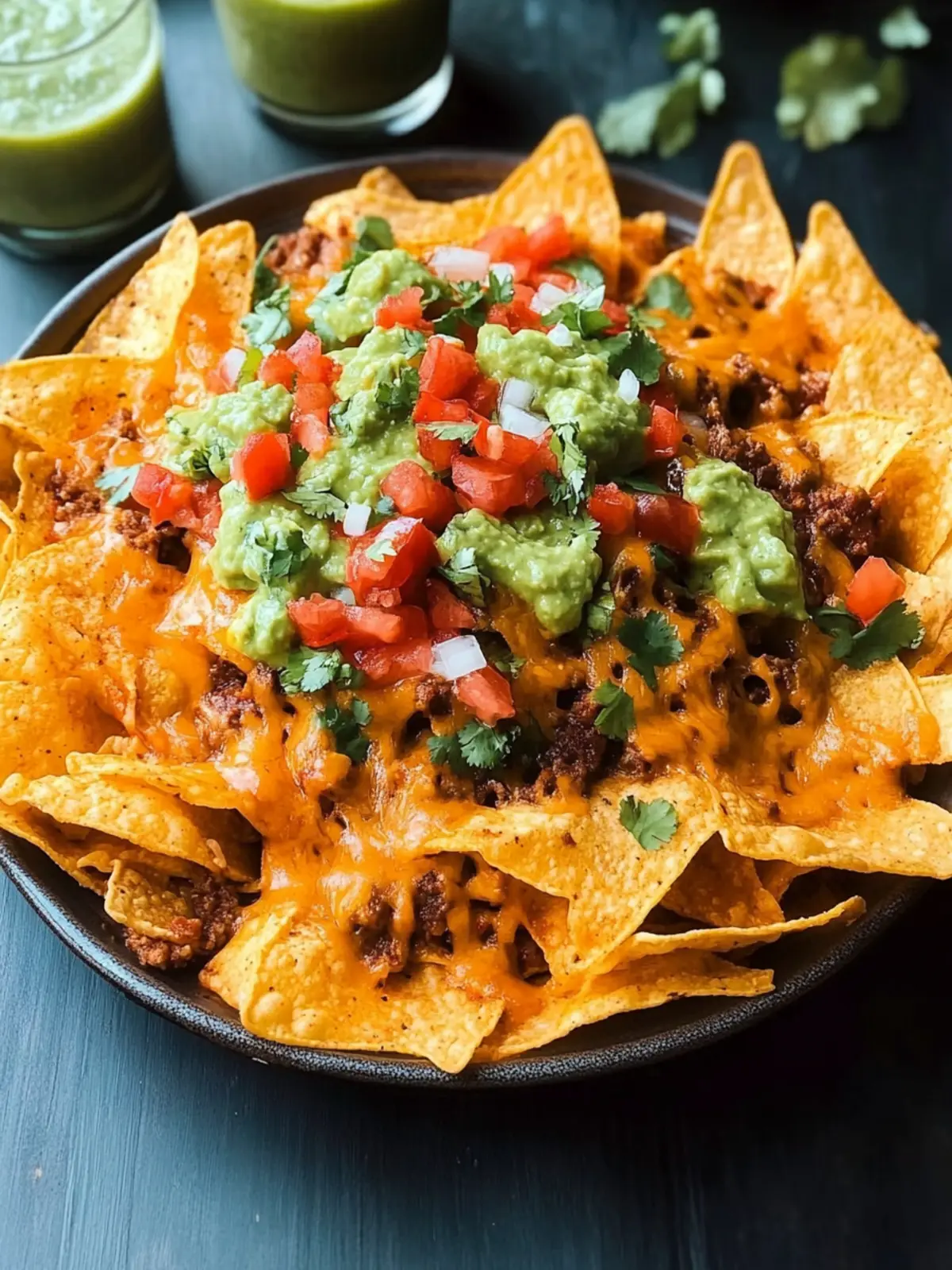 Überbackene Nachos mit Hackfleisch und frischer Salsa genießen 4 überbackene Nachos