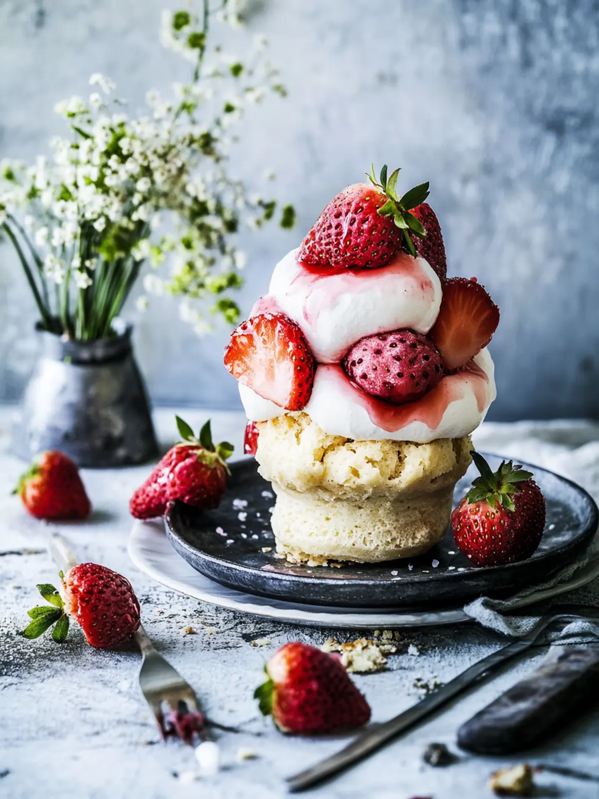 Saftige Streuseltaler mit Erdbeer-Sahne für Genussmomente 4 Streuseltaler mit Erdbeer-Sahne