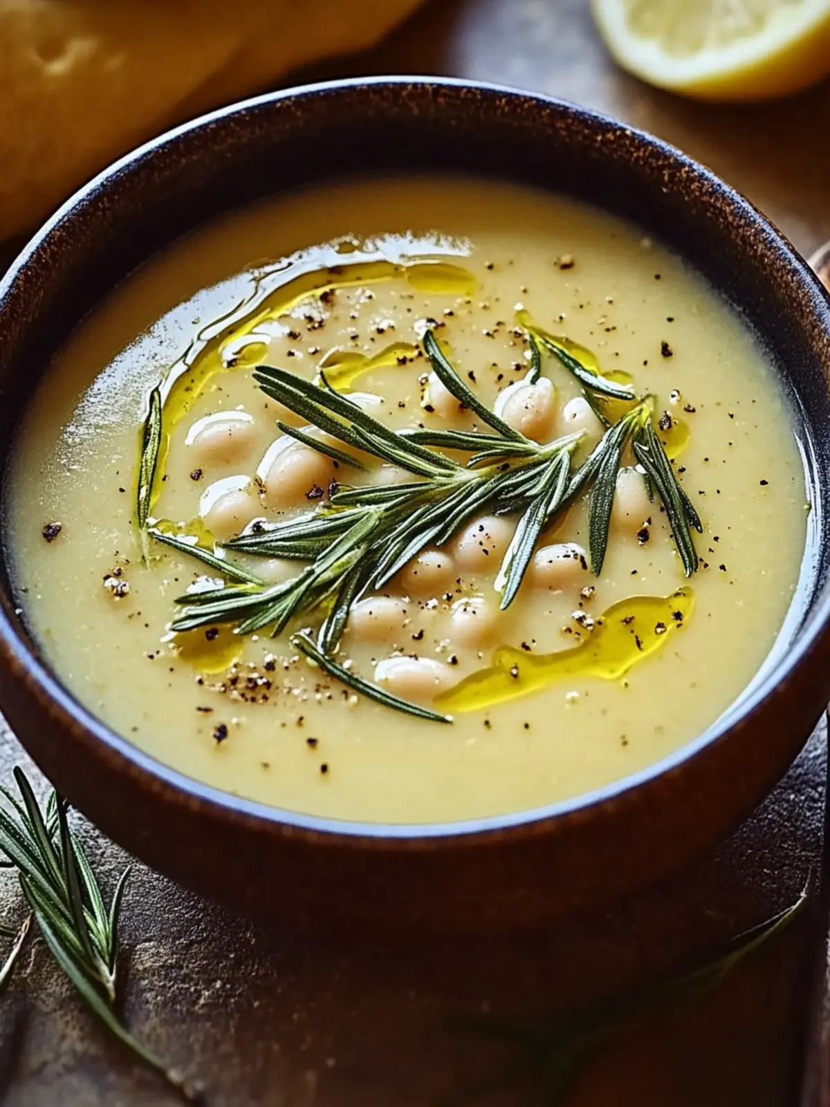 Leichte Zitronen-Rosmarin-Weißbohnensuppe für Seelenwärmer 3 Light Lemon Rosemary White Bean Soup