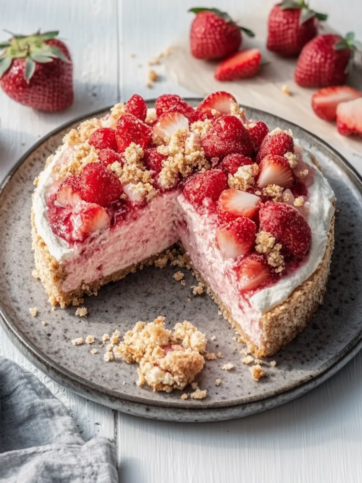 Erdbeer Crunch Käsekuchen – Der perfekte Sommertraum 3 Erdbeer Crunch Käsekuchen