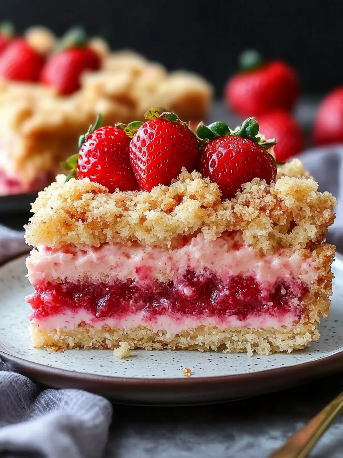 Sehr saftiger Erdbeer-Pudding-Streuselkuchen für Sommergenuss 5 Sehr saftiger Erdbeer-Pudding-Streuselkuchen