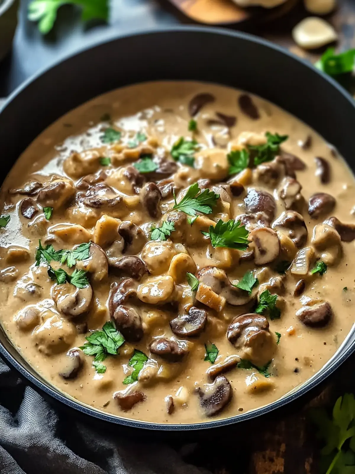 Perfektes Linsen-Pilz-Stroganoff: Schnelles, cremiges Comfort-Essen 4 Linsen-Pilz-Stroganoff