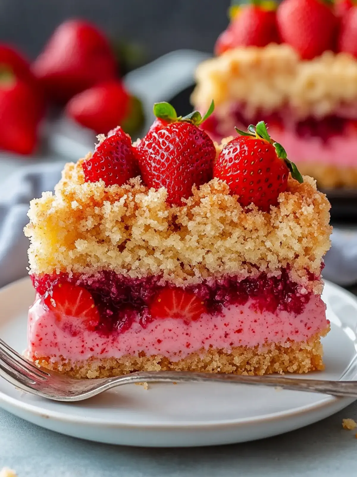 Sehr saftiger Erdbeer-Pudding-Streuselkuchen für Sommergenuss 4 Sehr saftiger Erdbeer-Pudding-Streuselkuchen