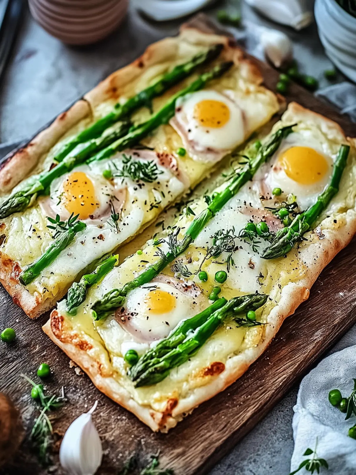 Flammkuchen mit Spargel und Kochschinken für Frühlingsmomente 2 Flammkuchen mit Spargel und Kochschinken