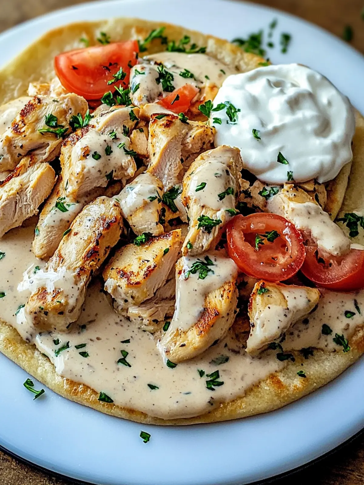 Einfache Hähnchen-Gyros in cremiger Sauerrahmsauce lieben! 3 Simple chicken gyros in creamy sour cream sauce