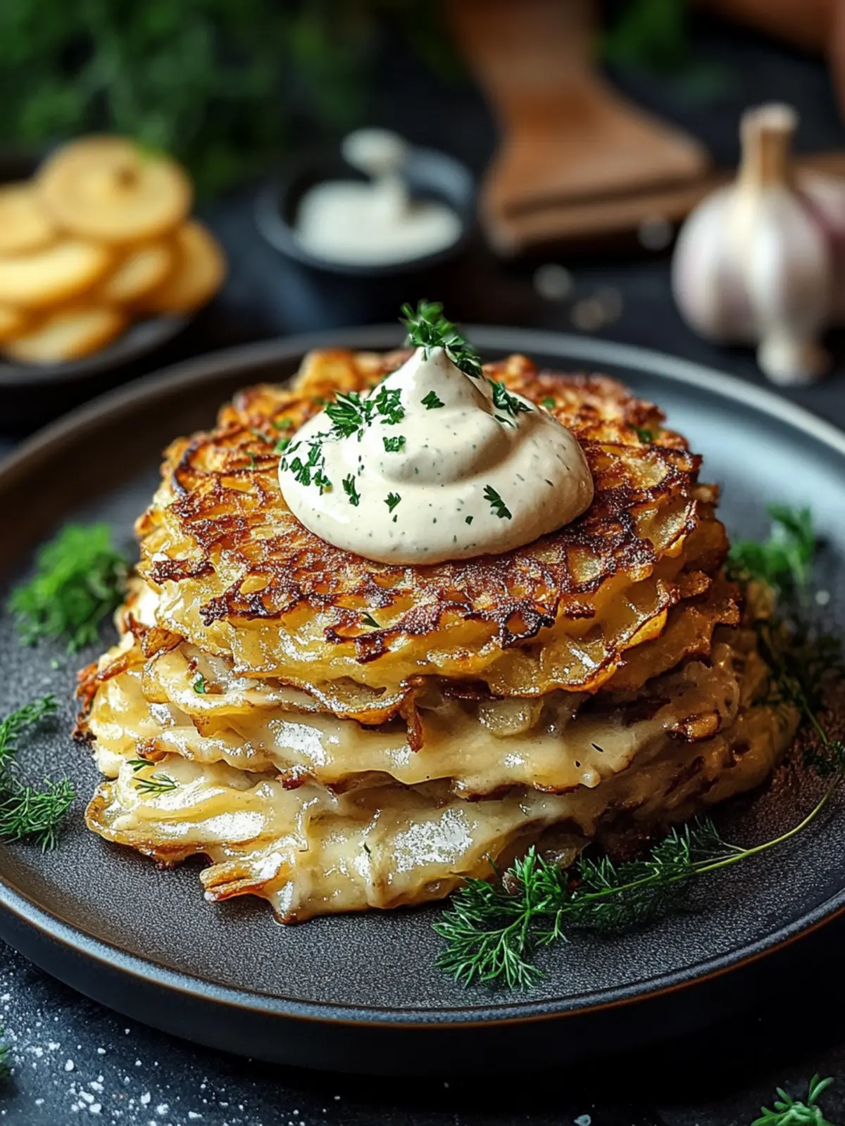 Mozzarella-Rösti mit Zwiebel-Pilzrahmsauce: Unglaublich lecker! 3 Mozzarella-Rösti mit Zwiebel-Pilzrahmsauce