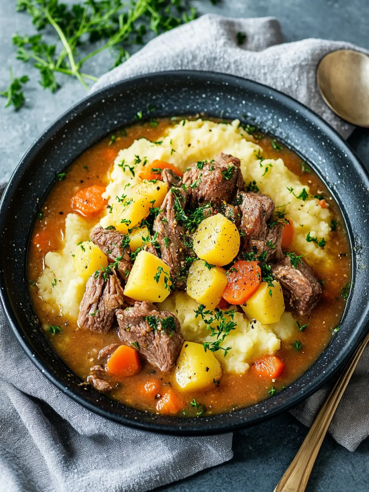 Einfacher Rinderschmortopf mit Kartoffelpüree: Herzlicher Genuss 5 einfacher Rinderschmortopf mit Kartoffelpüree