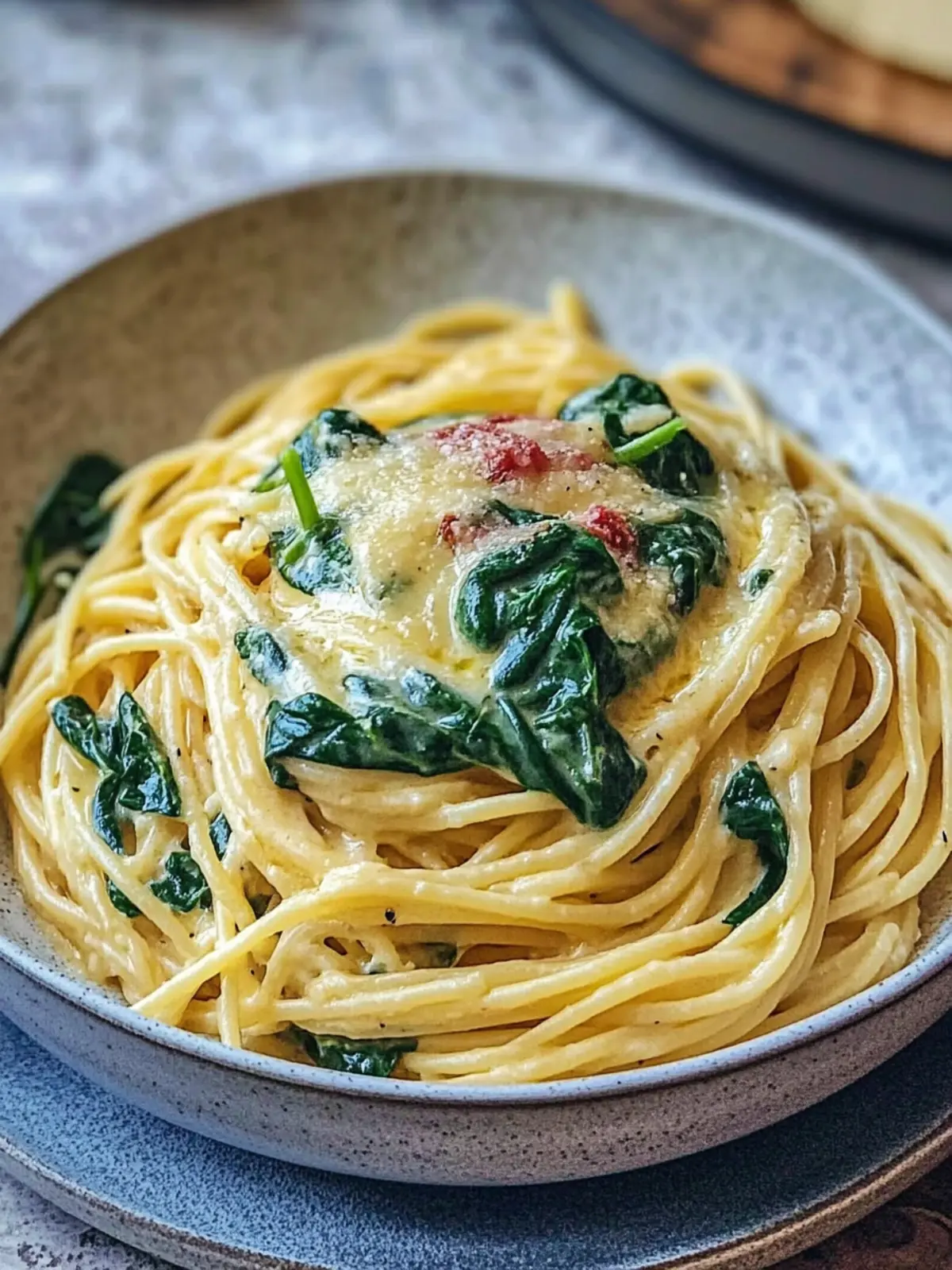Spaghetti mit Spinat-Frischkäse-Sauce in nur 20 Minuten 2 Spaghetti with spinach cream cheese sauce