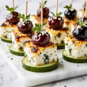 Feta Spieße mit Gurke Rezept: Perfekt für jede Party! 2 Feta Spieße mit Gurke Rezept: Perfekt für jede Party!