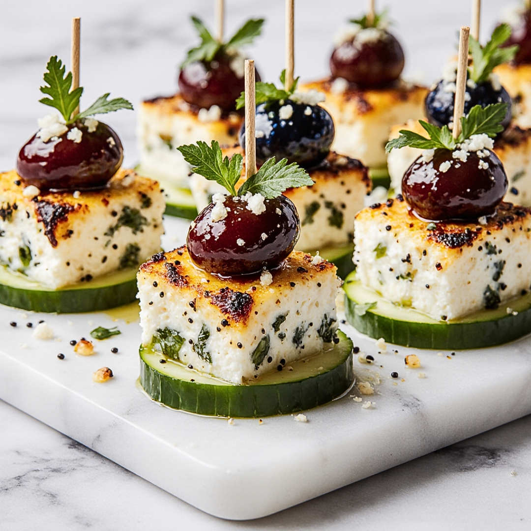 Feta Spieße mit Gurke Rezept: Perfekt für jede Party! 3 Feta Spieße mit Gurke Rezept: Perfekt für jede Party!