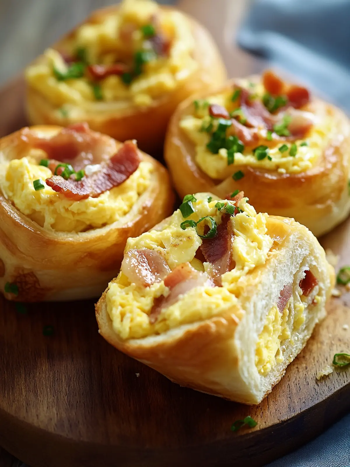 Frühstücksrollen mit Rührei, Käse und Speck – Schnell und Lecker 2 Breakfast rolls with scrambled eggs, cheese, and bacon
