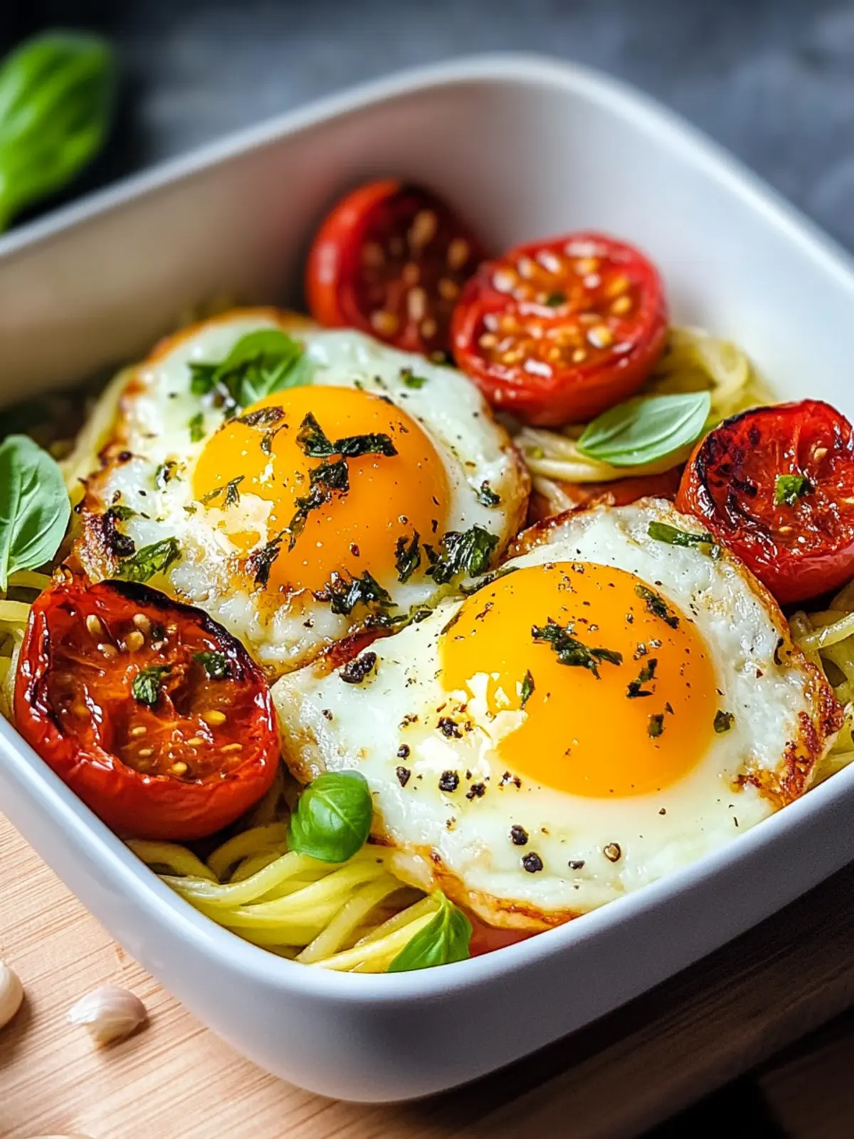 Low Carb Zoodle Auflauf mit Ei und getrockneten Tomaten – Schnell & Lecker 2 Low Carb Zoodle Auflauf mit Ei und getrockneten Tomaten