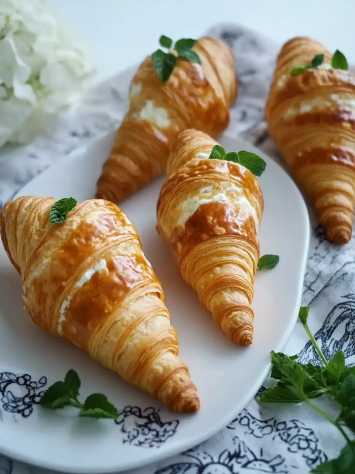 Karottenförmige Croissant-Konus mit cremigem Ziegenkäse 5 Karottenförmiger Croissant-Konus
