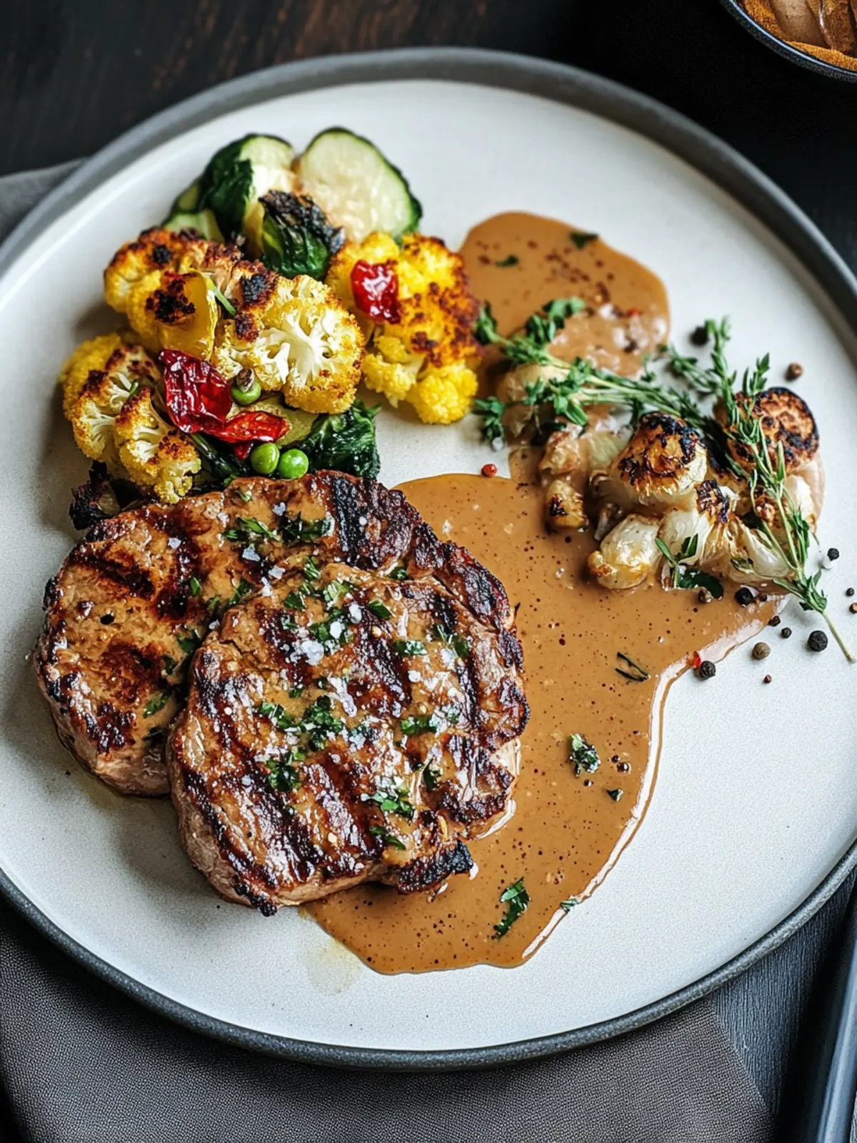 Blumenkohlsteak mit Pfefferrahmsauce – Gesund & Lecker! 4 Blumenkohlsteak mit Pfefferrahmsauce