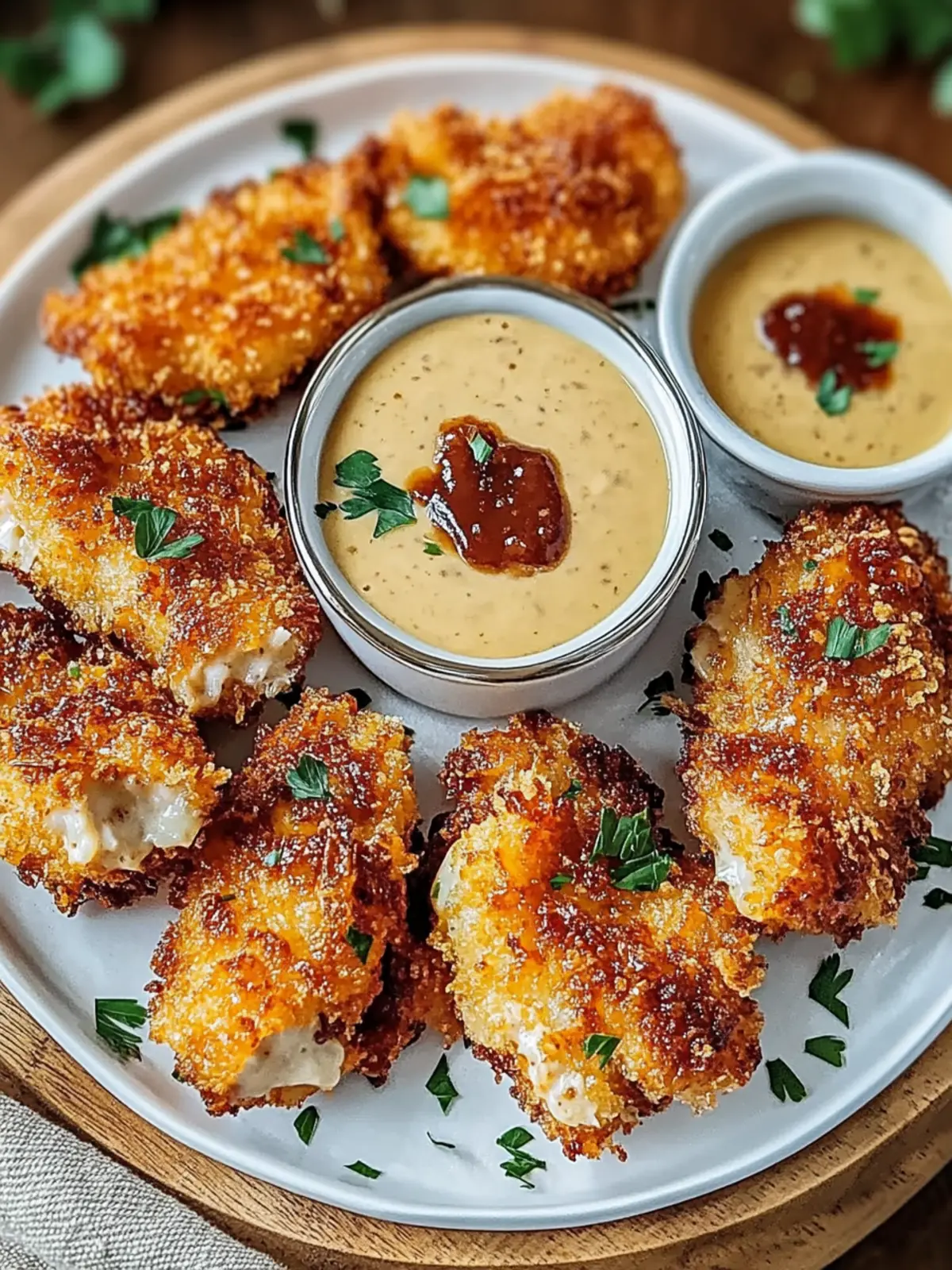 Krosse Heißluftfritteuse Hähnchenstreifen mit Honig-Senf-Sauce genießen 2 Krosse Heißluftfritteuse Hähnchenstreifen mit Honig-Senf-Sauce