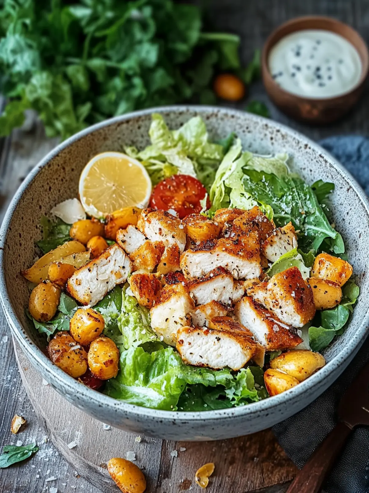 Kalorienarmes Mittagessen: Caesar Hähnchen Bowl frisch und lecker 5 kalorienarmes Mittagessen Caesar Hähnchen Bowl