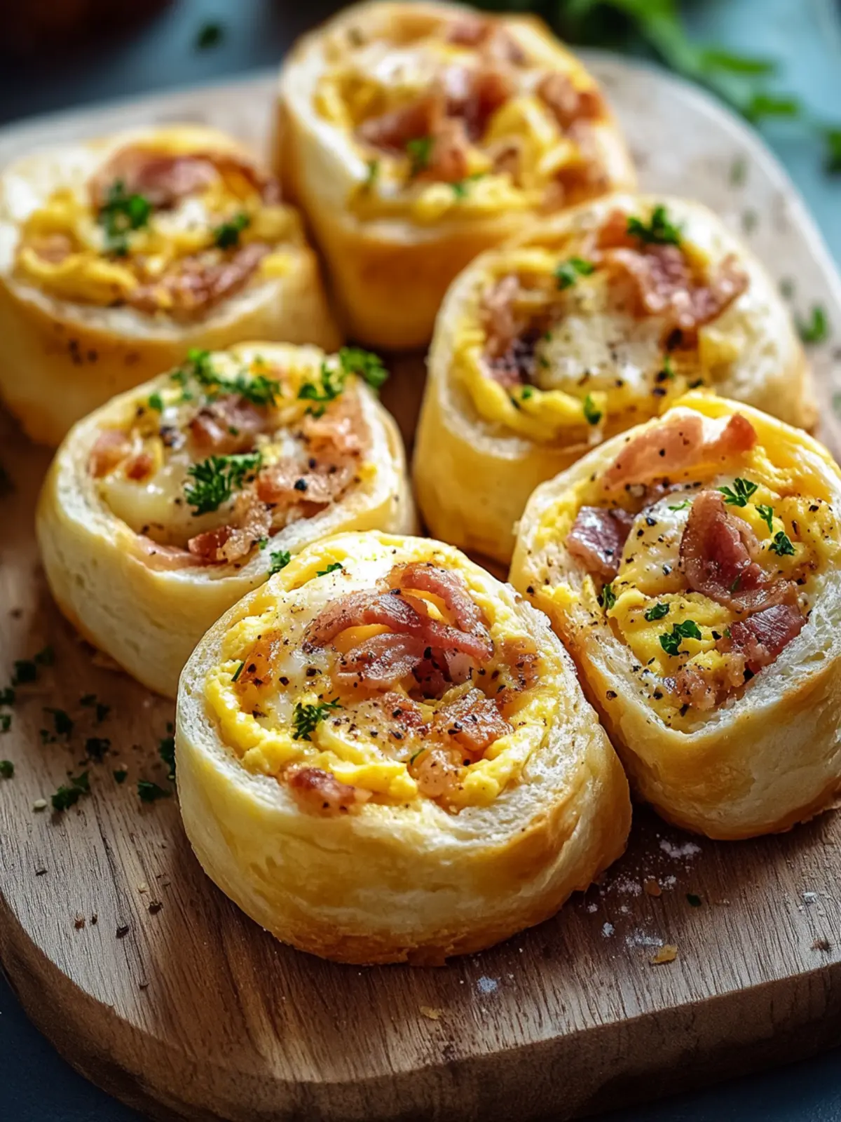 Frühstücksrollen mit Rührei, Käse und Speck – Schnell und Lecker 4 Breakfast rolls with scrambled eggs, cheese, and bacon