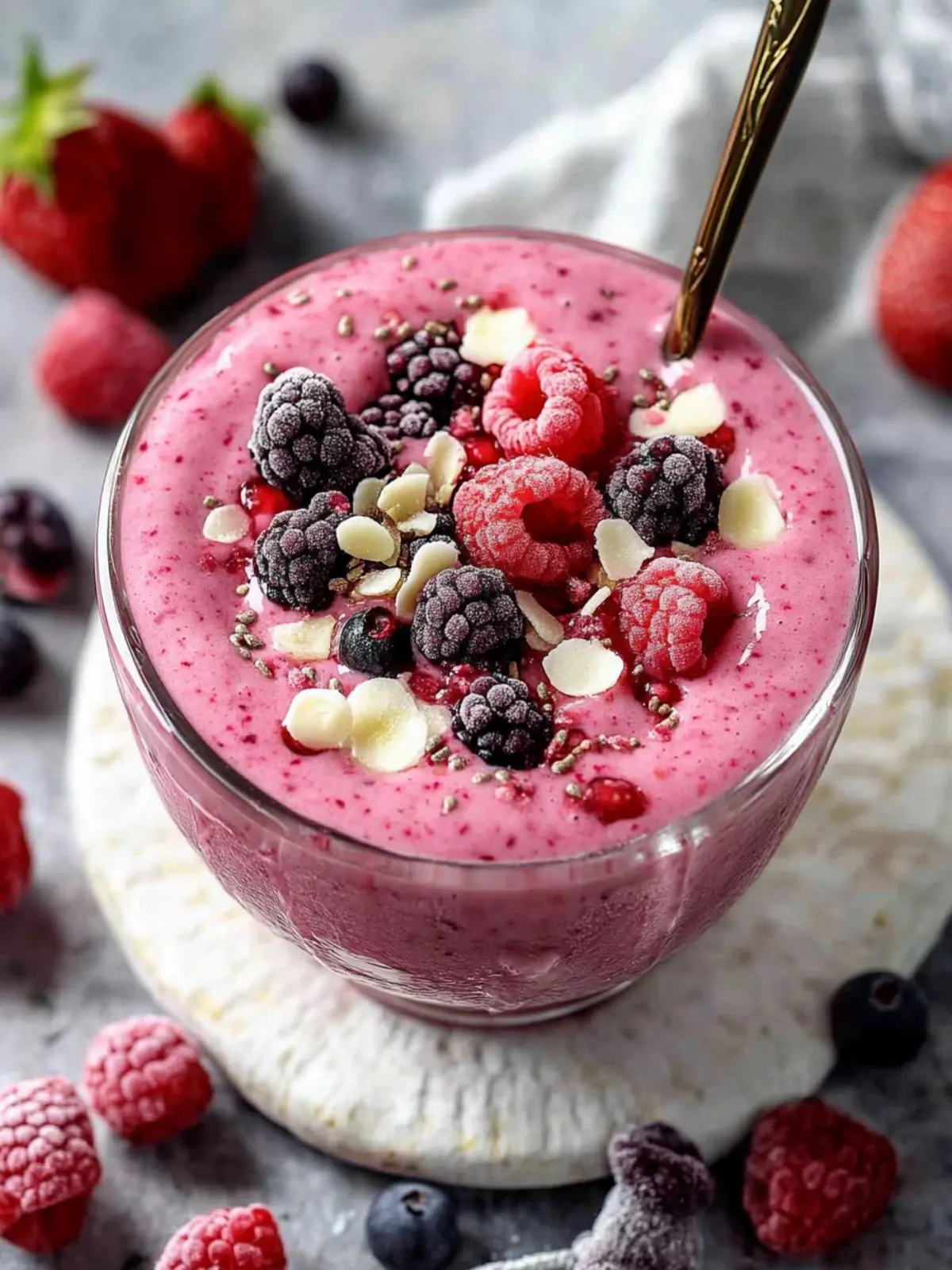 Kalorienarme Smoothie-Schüssel mit Beeren – Gesund genießen! 4 Smoothie-Schüssel mit Beeren