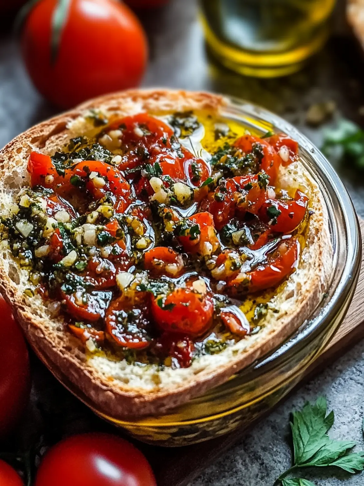 Sonnengetrocknete Tomaten Olivenöl Brot Dip Rezept für Feinschmecker 5 Sonnengetrocknete Tomaten Olivenöl Brot Dip Rezept