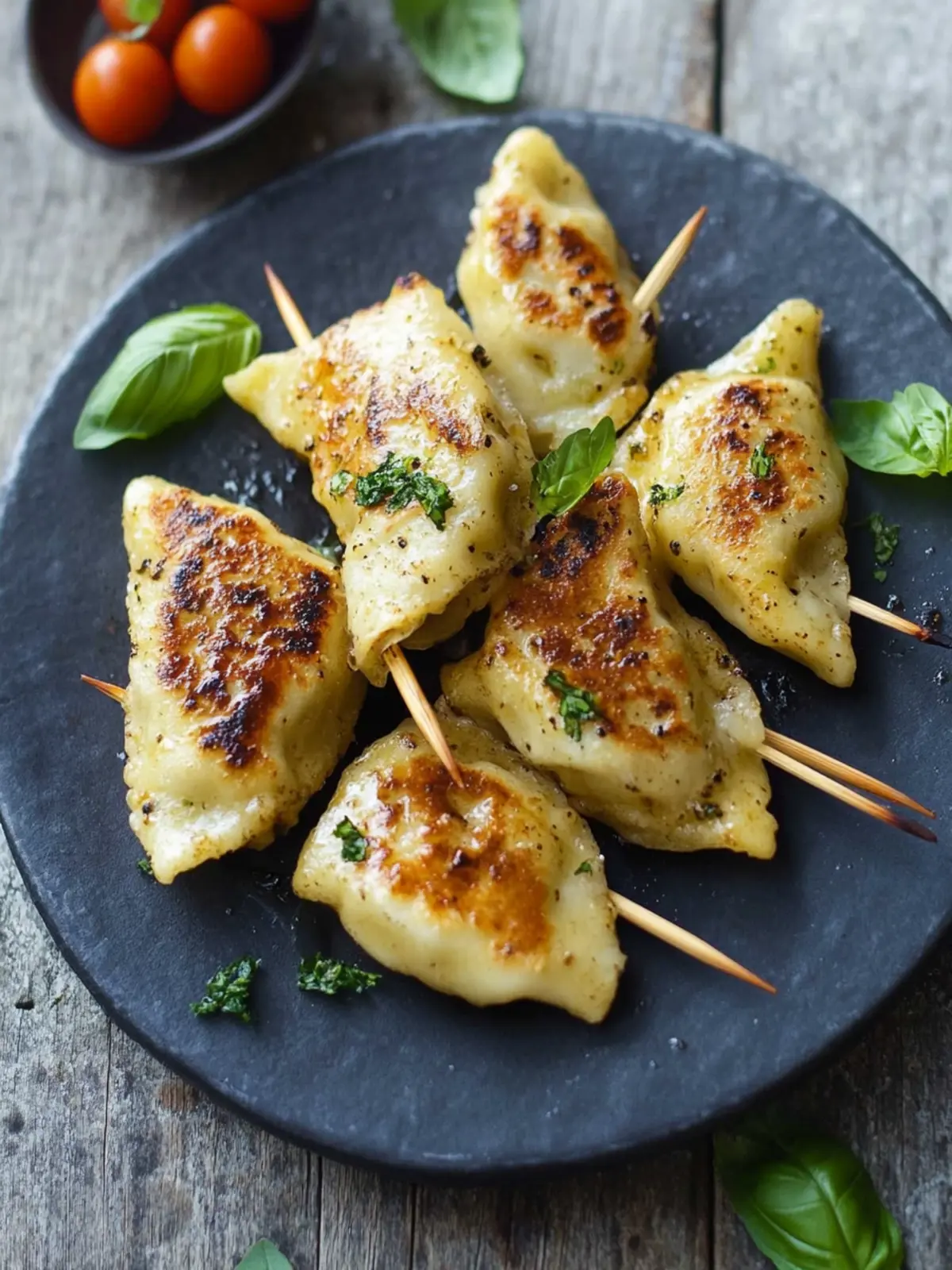 Genussvolle Gegrillte Maultaschen-Spieße mit frischem Pesto 2 Gegrillte Maultaschen-Spieße