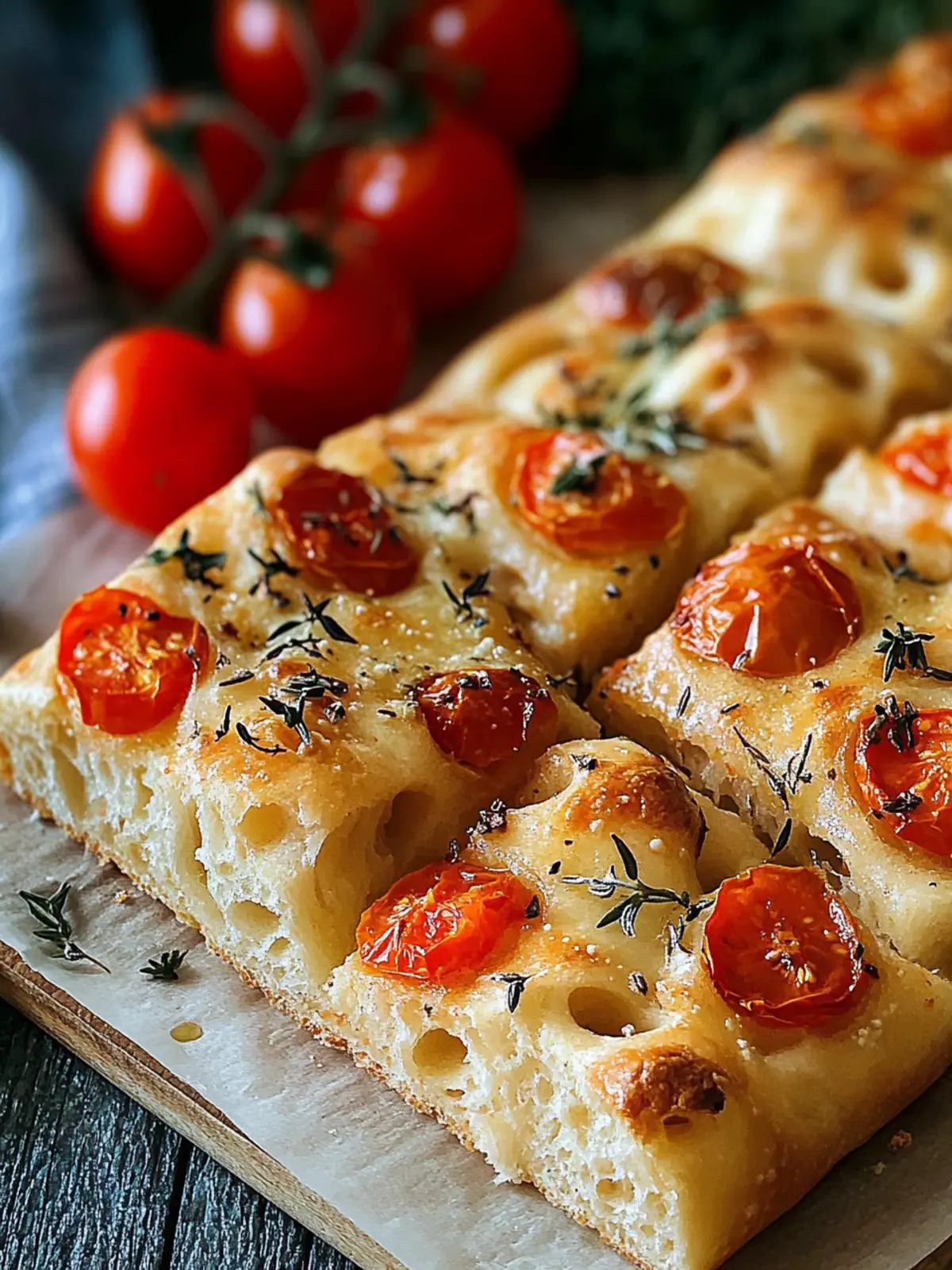 Focaccia mit Tomaten, Knoblauch & Thymian für jede Gelegenheit 5 Focaccia with tomatoes, garlic & thyme