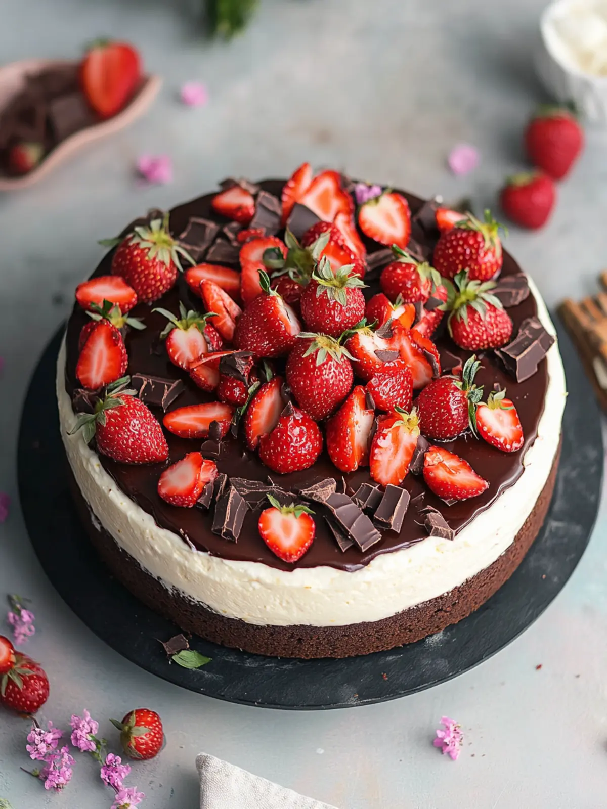 Yogurette-Torte mit Erdbeeren: Schoko-Cremetraum zum Feiern 2 Yogurette-Torte mit Erdbeeren, Schokolade und Mascarpone