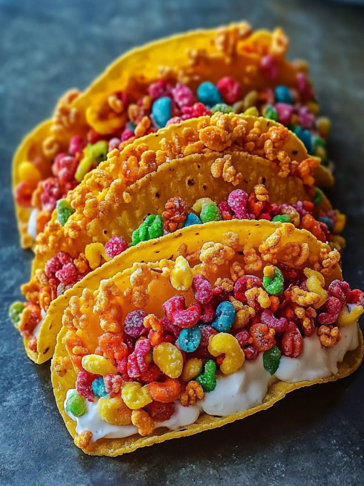 Fruchtige Pebbles Käsekuchen Tacos: Spaßige Dessert-Explosion 4 Fruchtige Pebbles Käsekuchen Tacos