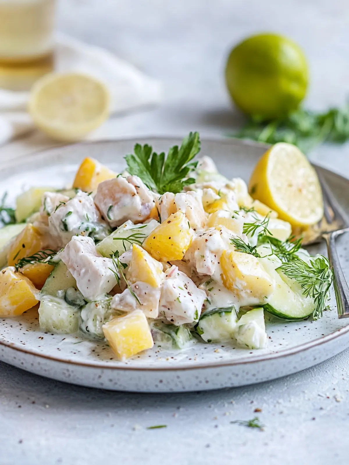 Erfrischender Hering Salat mit Apfel und Matjes Hering für Genuss 2 Hering salad with apple and matjes herring