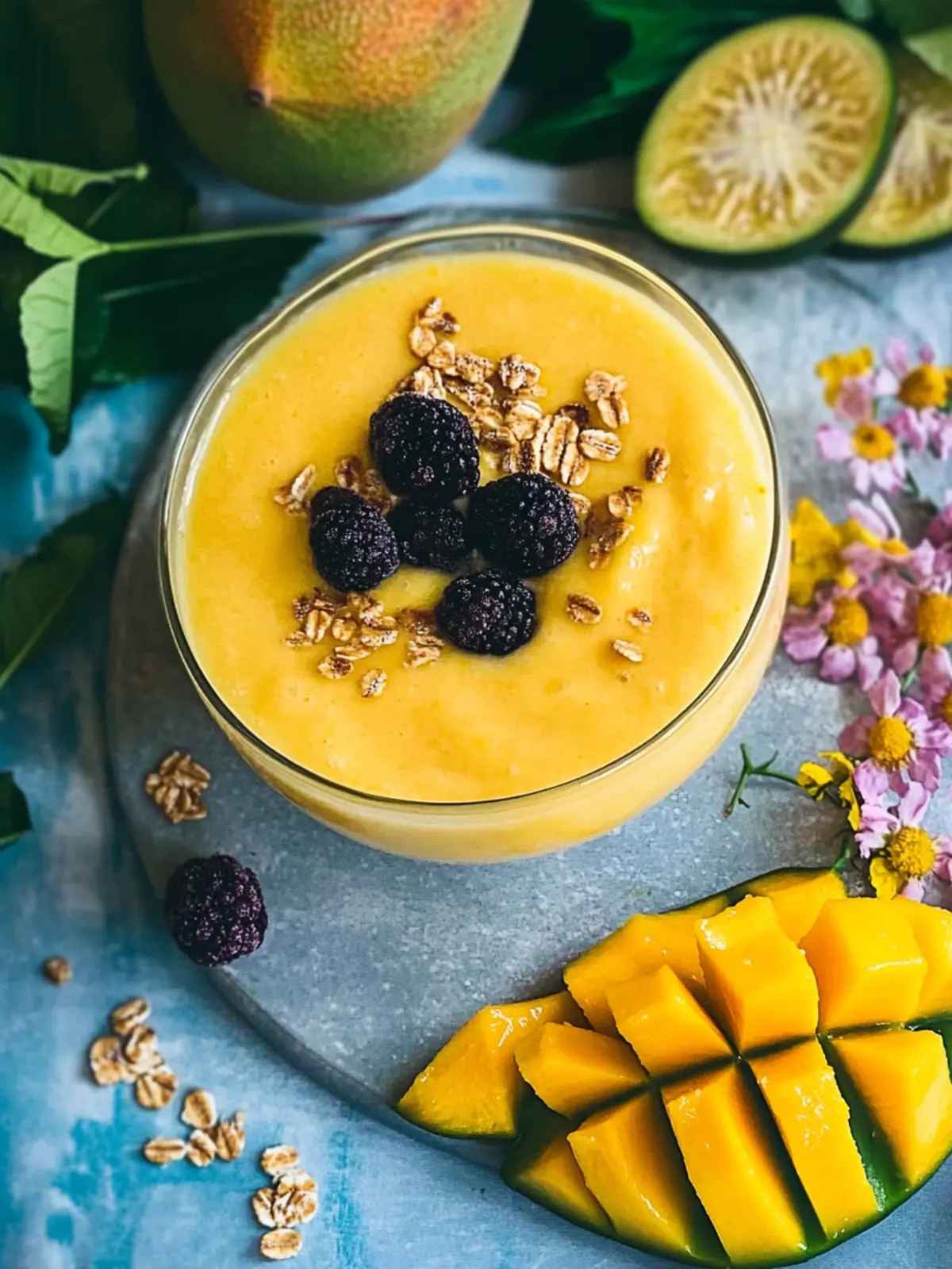 Erfrischende Mango-Smoothie-Schüssel für den perfekten Start 3 Mango-Smoothie-Schüssel